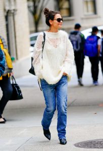 Katie Holmes in a White Sweater