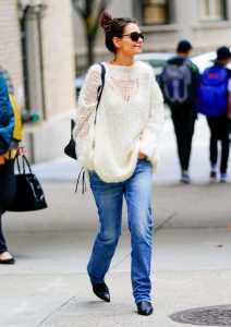 Katie Holmes in a White Sweater