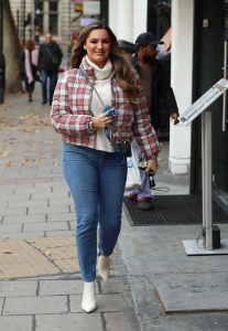 Kelly Brook in a Plaid Jacket