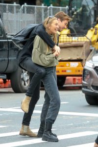 Romee Strijd in a Black Boots
