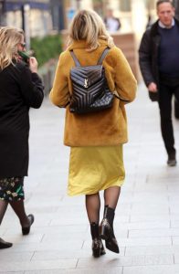 Ashley Roberts in a Yellow Fur Coat