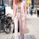 Charlotte Lawrence in a Pink Coat Was Seen Out in NY 11/19/2019