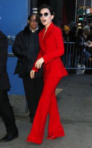Daisy Ridley in a Red Suit