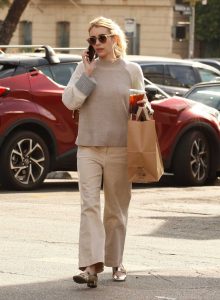 Emma Roberts in a Beige Pants