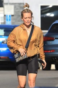 Hilary Duff in a Beige Jacket