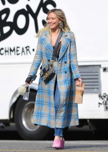 Hilary Duff in a Plaid Coat