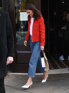Katie Holmes in a Red Jacket