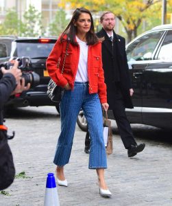Katie Holmes in a Red Jacket