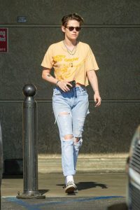 Kristen Stewart in a Yellow Tee