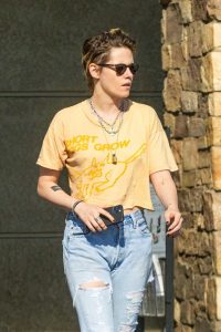Kristen Stewart in a Yellow Tee