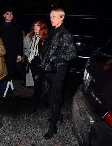 Chloe Sevigny in a Black Leather Jacket