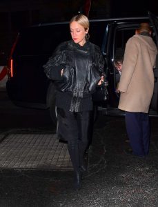 Chloe Sevigny in a Black Leather Jacket