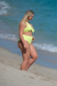 Iskra Lawrence in a Neon Green Bikini