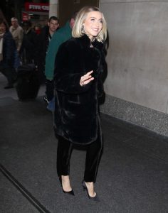 Julianne Hough in a Black Fur Coat
