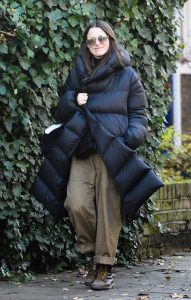 Keira Knightley in a Black Puffer Coat