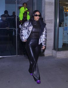 Kim Kardashian in a Black Leather Pants
