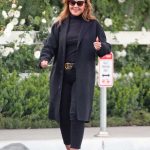 Leah Remini in a Black Coat Leaves a Restaurant in Hollywood 12/17/2019