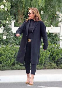 Leah Remini in a Black Coat
