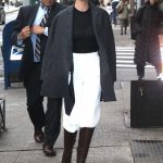 Lily Aldridge in a White Pants Was Seen Out in New York 12/11/2019