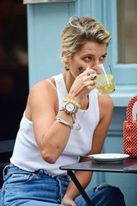 Pixie Geldof in a White Tank Top