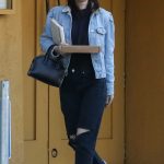 Rooney Mara in a Blue Denim Jacket Leaves a Famous Pizza Spot in Hollywood 12/27/2019