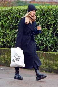 Rosie Huntington-Whiteley in a Black Knit Hat