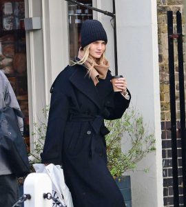 Rosie Huntington-Whiteley in a Black Knit Hat