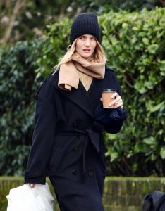 Rosie Huntington-Whiteley in a Black Knit Hat