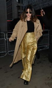Selena Gomez in a Beige Trench Coat