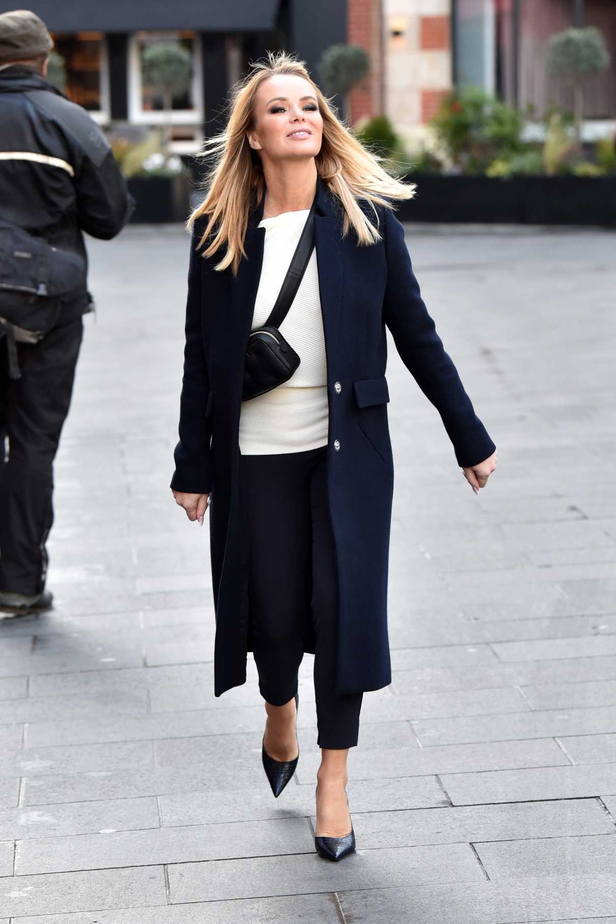 Amanda Holden in a Dark Blue Coat