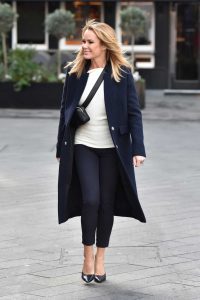 Amanda Holden in a Dark Blue Coat