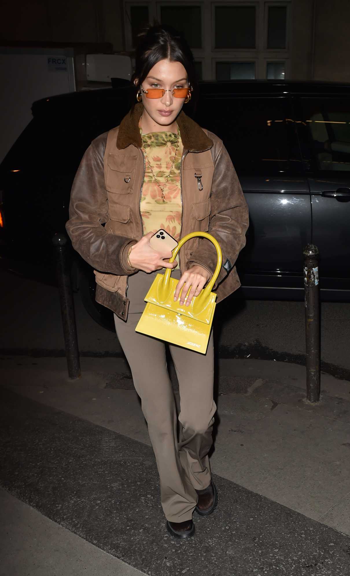 Bella Hadid in a Beige Jacket Arrives for the Lanvin Casting in Paris ...