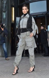 Bella Hadid in a Gray Suit