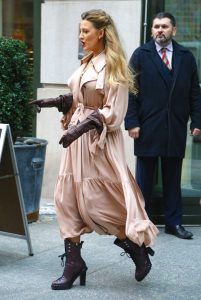 Blake Lively in a Beige Coat