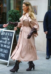 Blake Lively in a Beige Coat