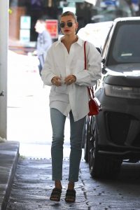 Hailey Bieber in a White Shirt