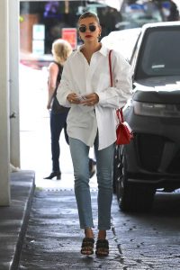 Hailey Bieber in a White Shirt