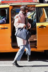 Katie Holmes in a Pink Coat