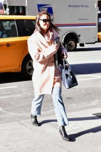 Katie Holmes in a Pink Coat