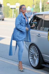 Khloe Kardashian in a Blue Denim Jacket