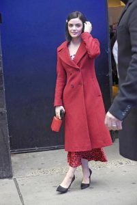 Lucy Hale in a Red Coat