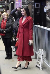 Lucy Hale in a Red Coat