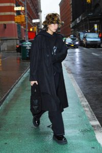 Bella Hadid in a Black Trench Coat