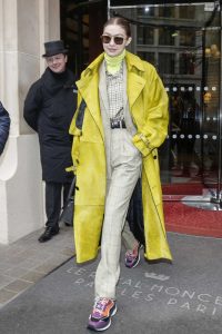 Gigi Hadid in a Yellow Trench Coat