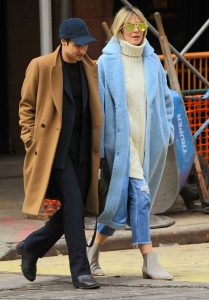 Heidi Klum in a Blue Fur Coat