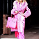 Jessica Simpson in a Pink Leather Trench Coat Was Seen Out in New York City 02/04/2020