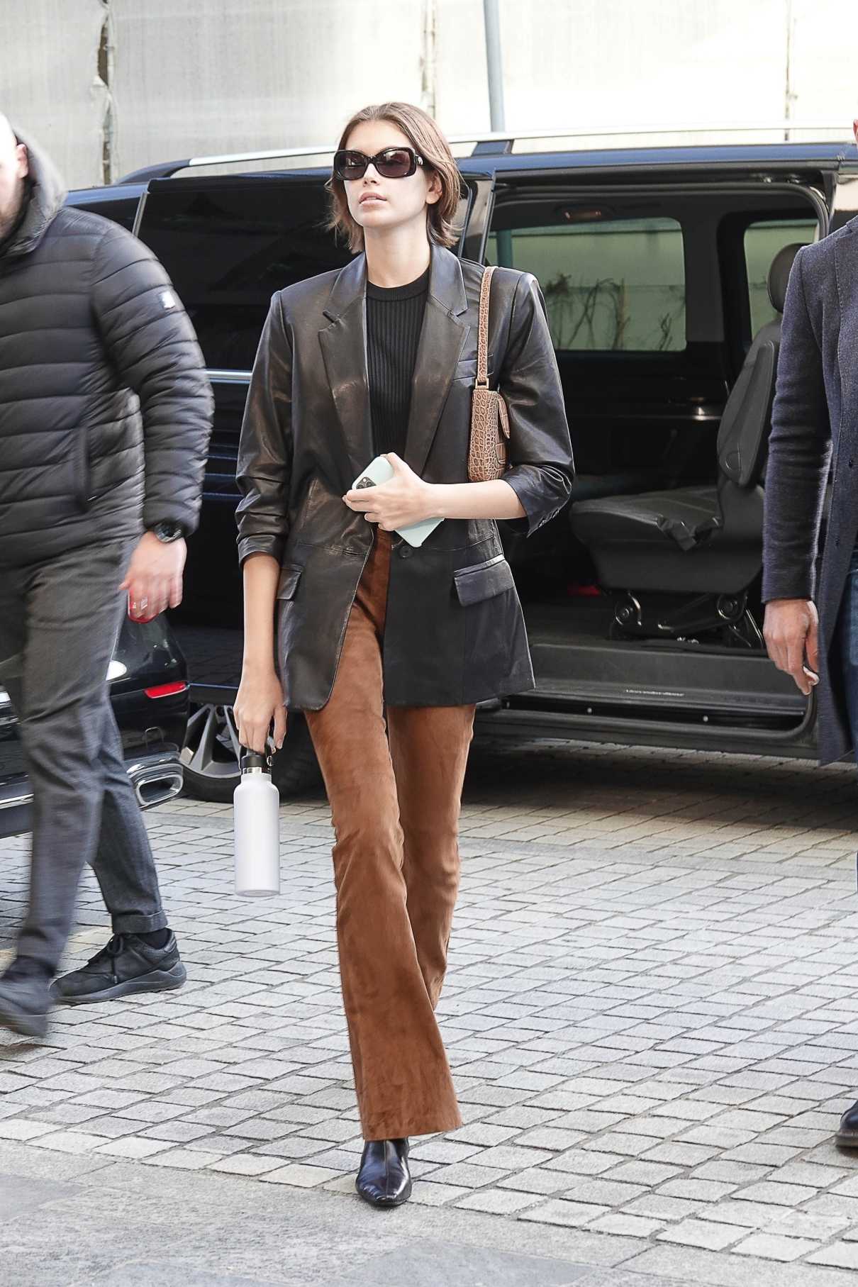 Kaia Gerber in a Black Leather Blazer Was Seen Out in Milan 02/21/2020 ...