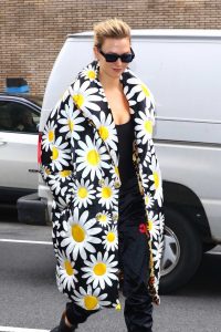 Karlie Kloss in a Floral Puffer Coat