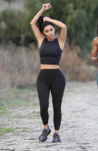 Kim Kardashian in a Black Workout Clothes Does a Hike Session in ...