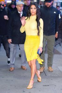 Kim Kardashian in a Yellow Skirt